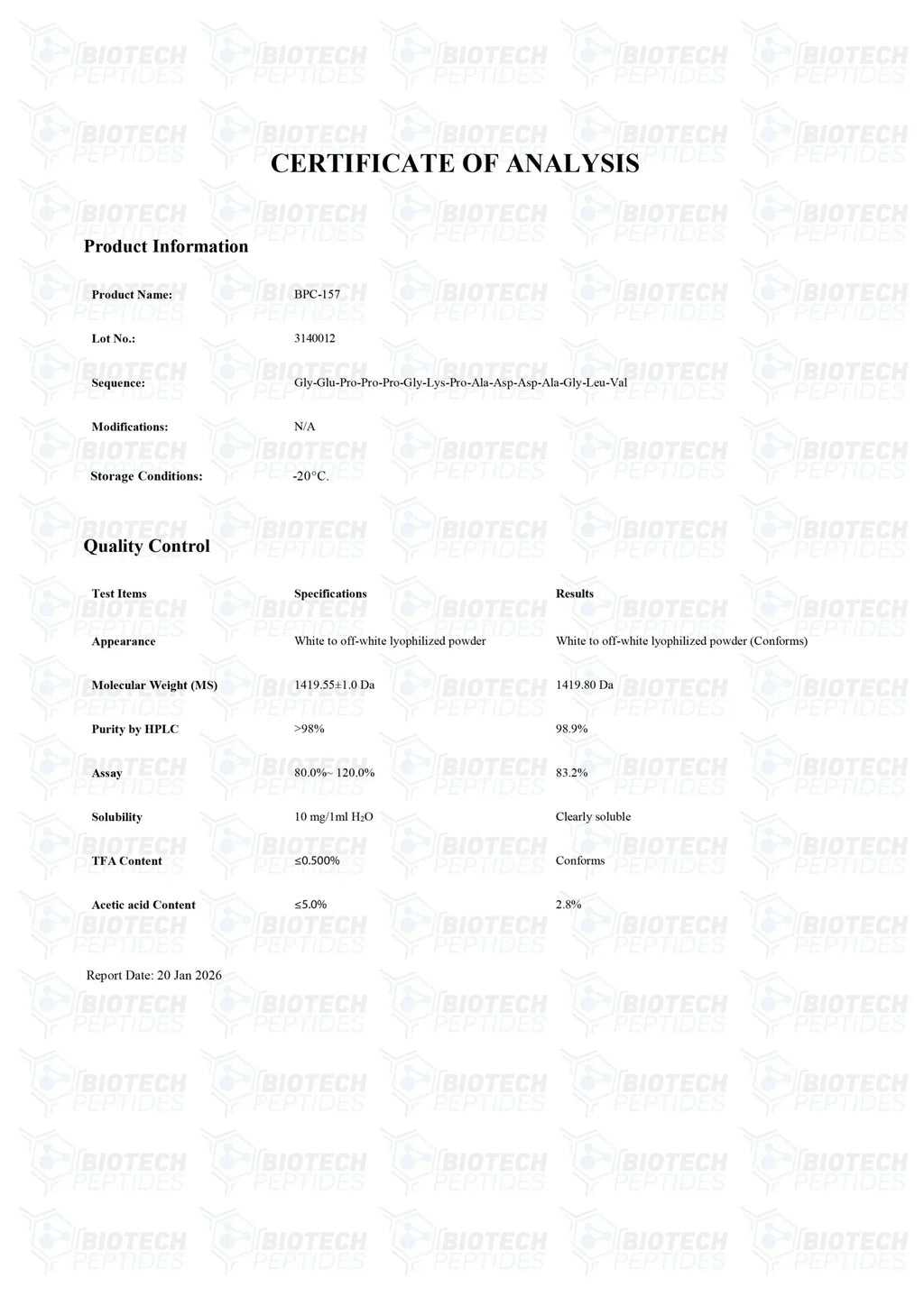 （💪Repair + Anti-inflammatory + Tissue Regeneration） BPC-157 (5mg) - Biotech Peptides