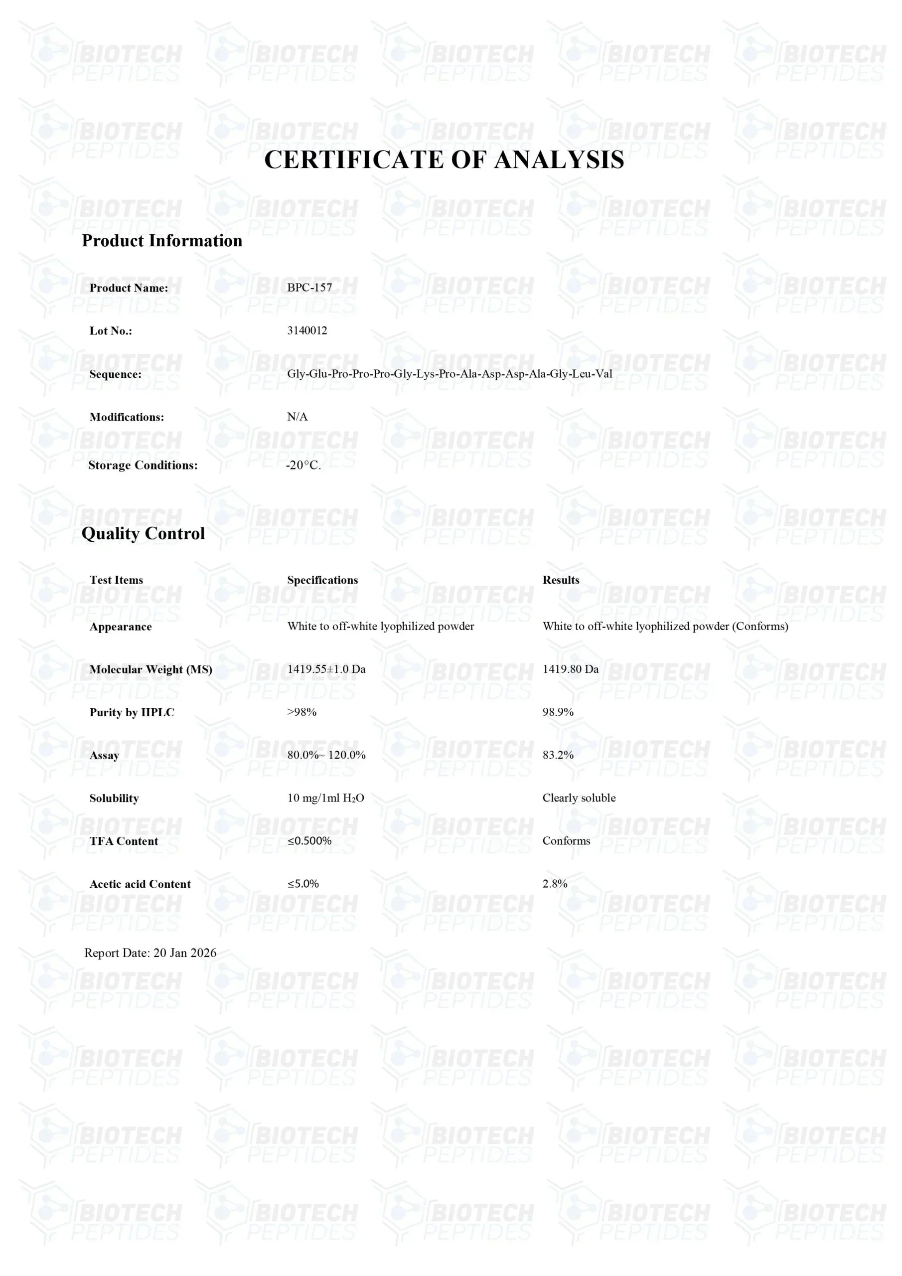 （💪Repair + Anti-inflammatory + Tissue Regeneration） BPC-157 (5mg) - Biotech Peptides