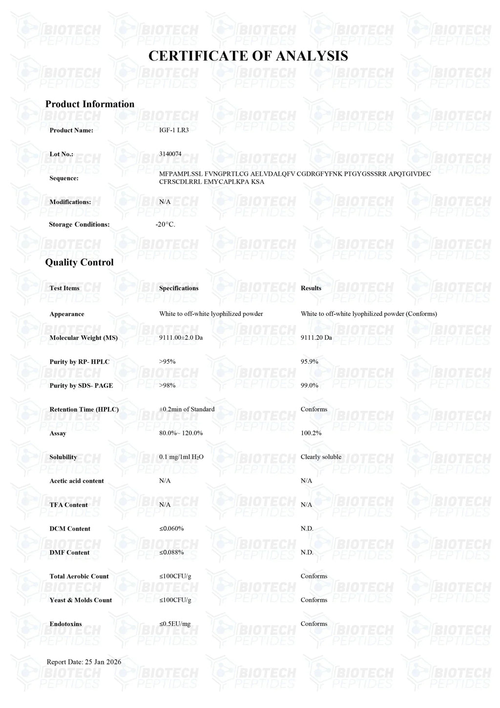 (💪 Rapid muscle gain) Receptor Grade IGF-1 LR3 (100mcg) - 10 Vials